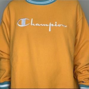 MUSTARD YELLOW CHAMPION REVERSE KNIT SWEAT SHIRT